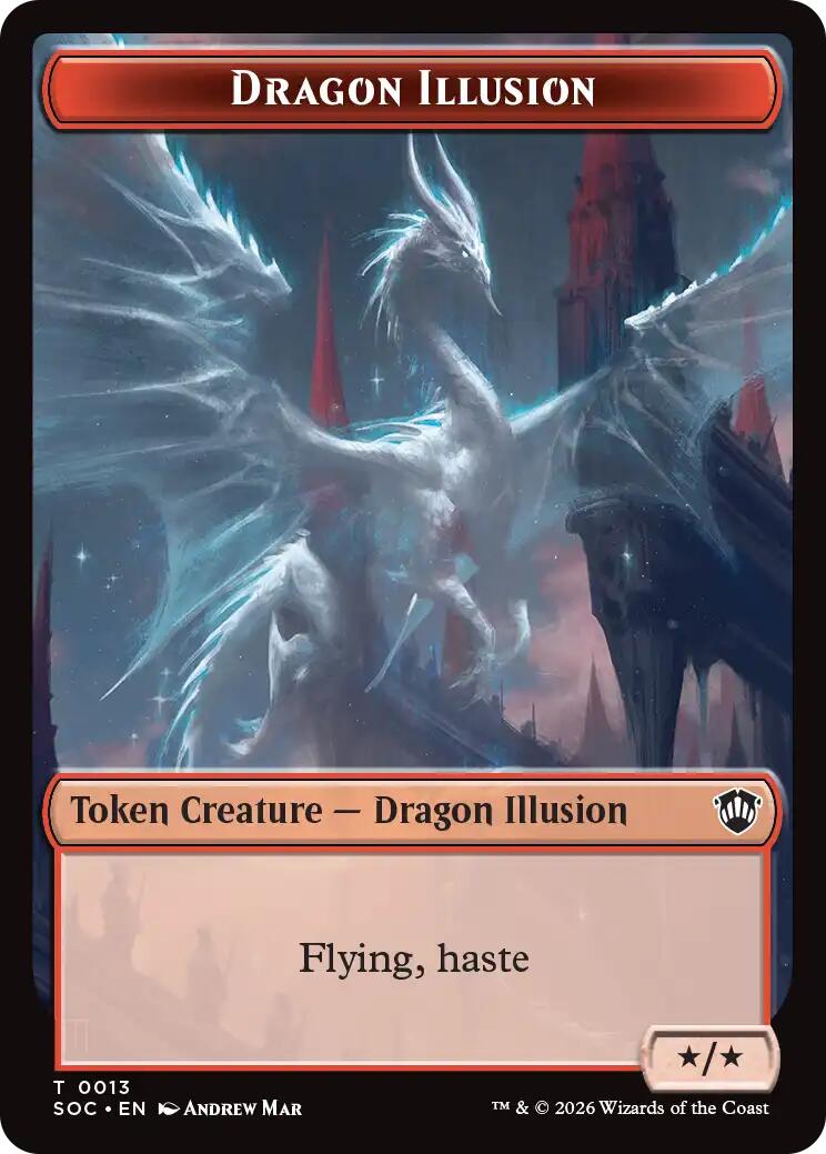 Dragon Illusion // Elemental (0002) Double-Sided Token [Secrets of Strixhaven Commander Tokens] | Cracking-Singles