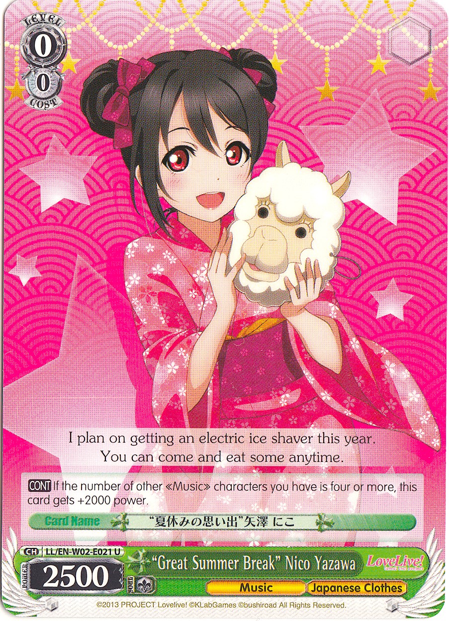 "Great Summer Break" Nico Yazawa (LL/EN-W02-E021 U) [Love Live! DX Vol.2] | Cracking-Singles