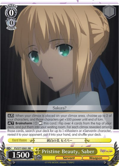 Pristine Beauty, Saber (FS/S77-E001 RR) [Fate/Stay Night [Heaven's Feel] Vol.2] | Cracking-Singles