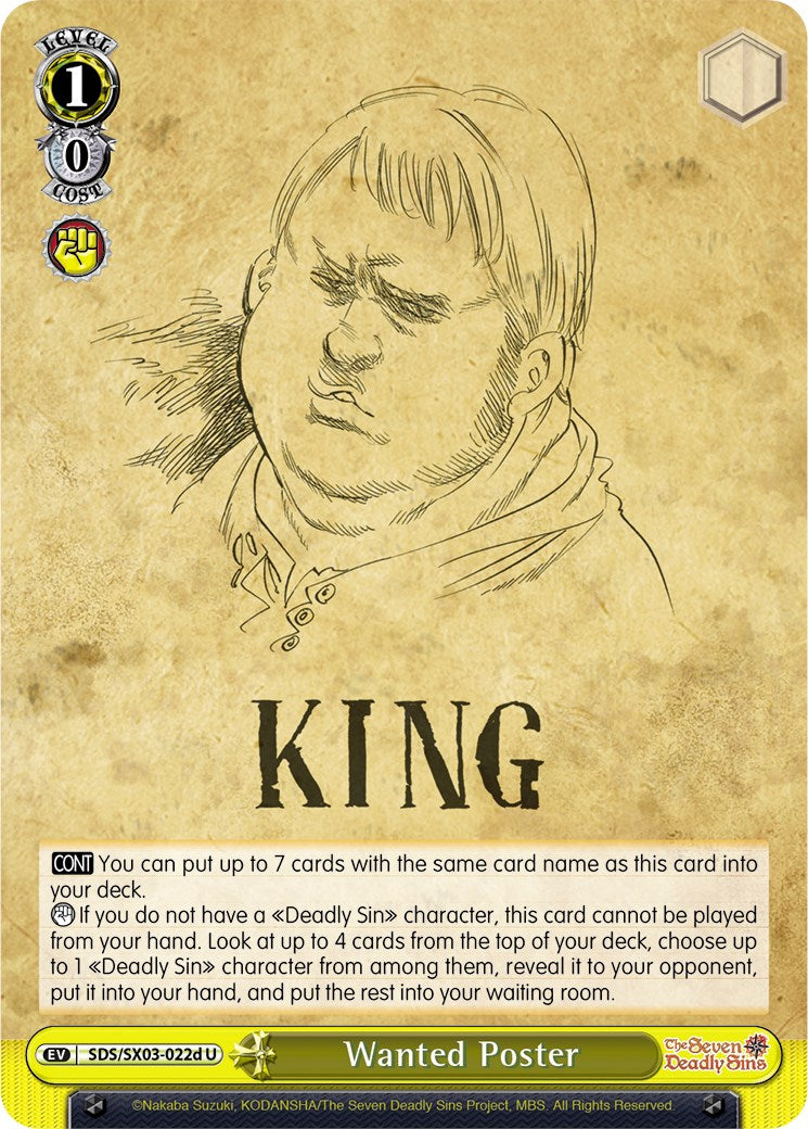 Wanted Poster (SDS/SX03-022d U) [The Seven Deadly Sins] | Cracking-Singles