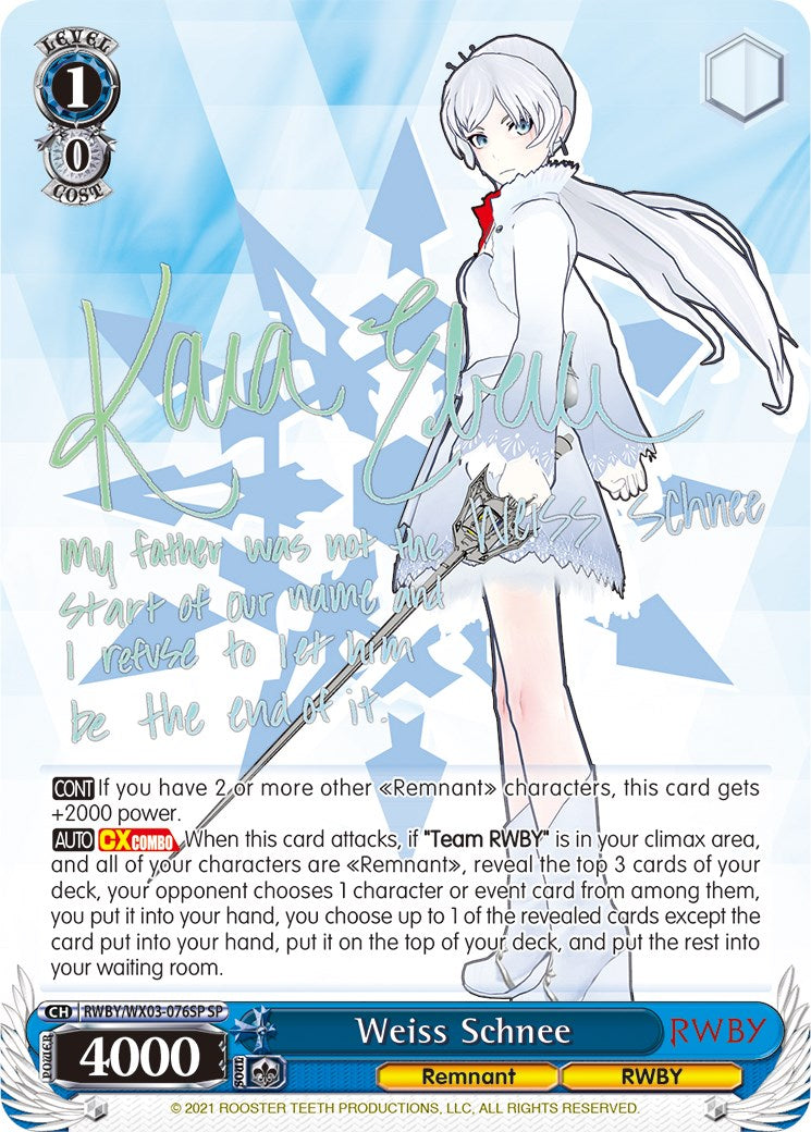 Weiss Schnee (RWBY/WX03-076SP SP) [RWBY] | Cracking-Singles