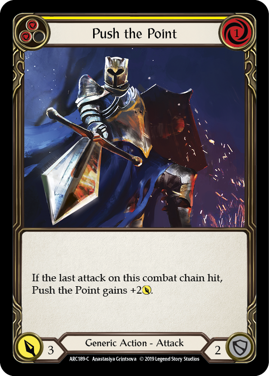 Push the Point (Yellow) [ARC189-C] (Arcane Rising)  1st Edition Rainbow Foil | Cracking-Singles