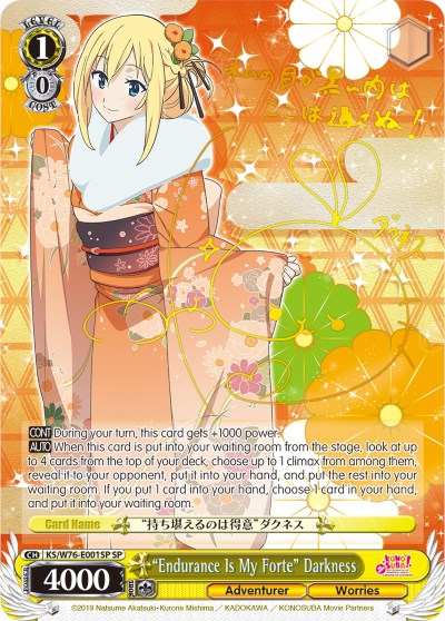"Endurance Is My Forte" Darkness (KS/W76-E001SP SP) [KonoSuba The Movie: Legend of Crimson] | Cracking-Singles