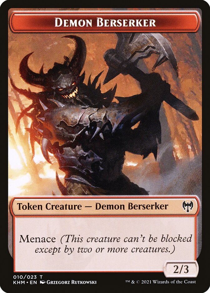 Human Warrior // Demon Berserker Double-Sided Token [Kaldheim Tokens] | Cracking-Singles