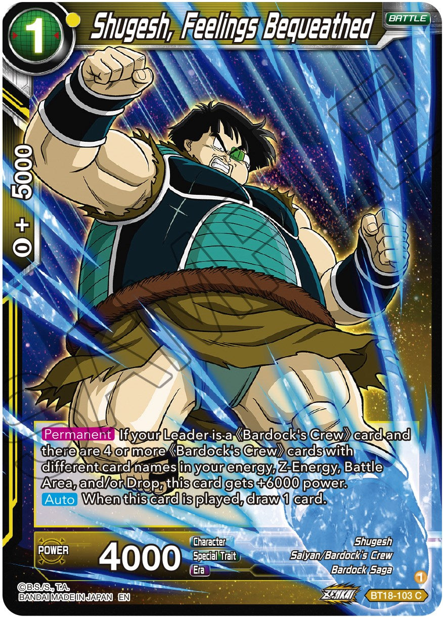 Shugesh, Feelings Bequeathed (BT18-103) [Dawn of the Z-Legends] | Cracking-Singles