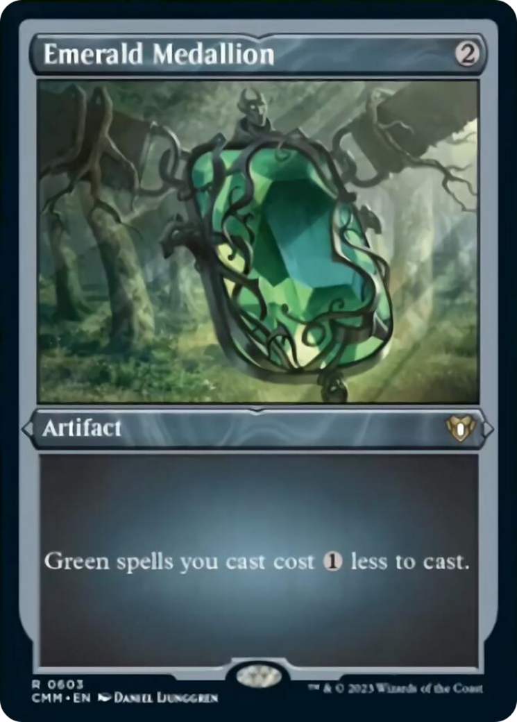 Emerald Medallion (Foil Etched) [Commander Masters] | Cracking-Singles