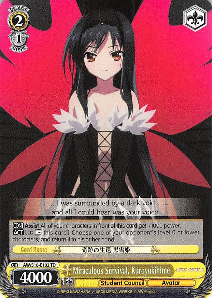 Miraculous Survival, Kuroyukihime (AW/S18-E102 TD) [Accel World] | Cracking-Singles