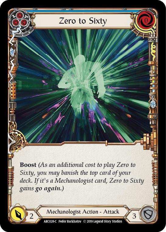 Zero to Sixty (Blue) [ARC028-C] (Arcane Rising)  1st Edition Normal | Cracking-Singles