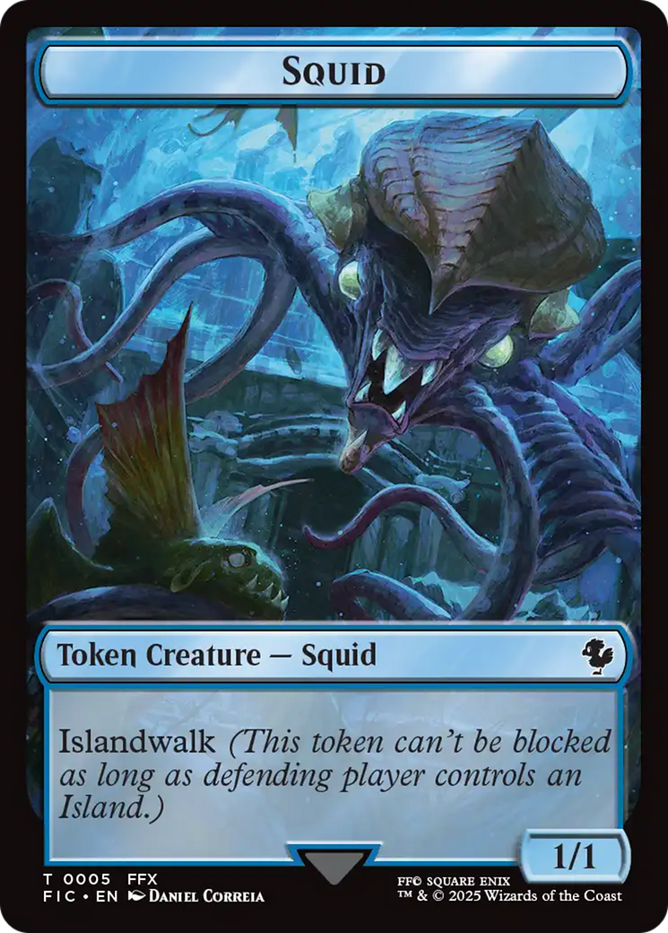 Spirit // Squid Double-Sided Token (Surge Foil) [FINAL FANTASY Commander Tokens] | Cracking-Singles
