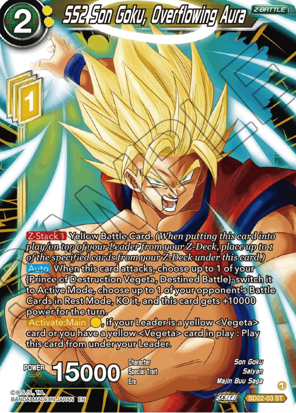 SS2 Son Goku, Overflowing Aura (Starter Deck Exclusive) (SD22-03) [Power Absorbed] | Cracking-Singles