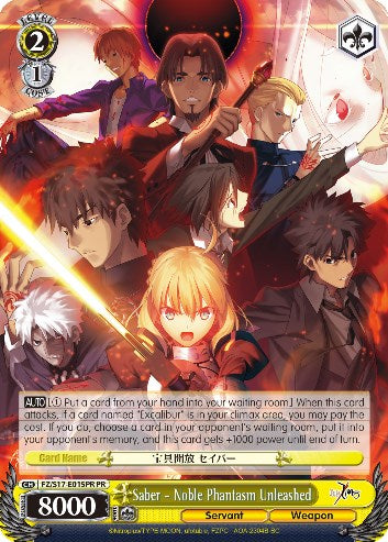 Saber - Noble Phantasm Unleashed (FZ/S17-E015PR PR) (Promo) [Fate/Zero] | Cracking-Singles