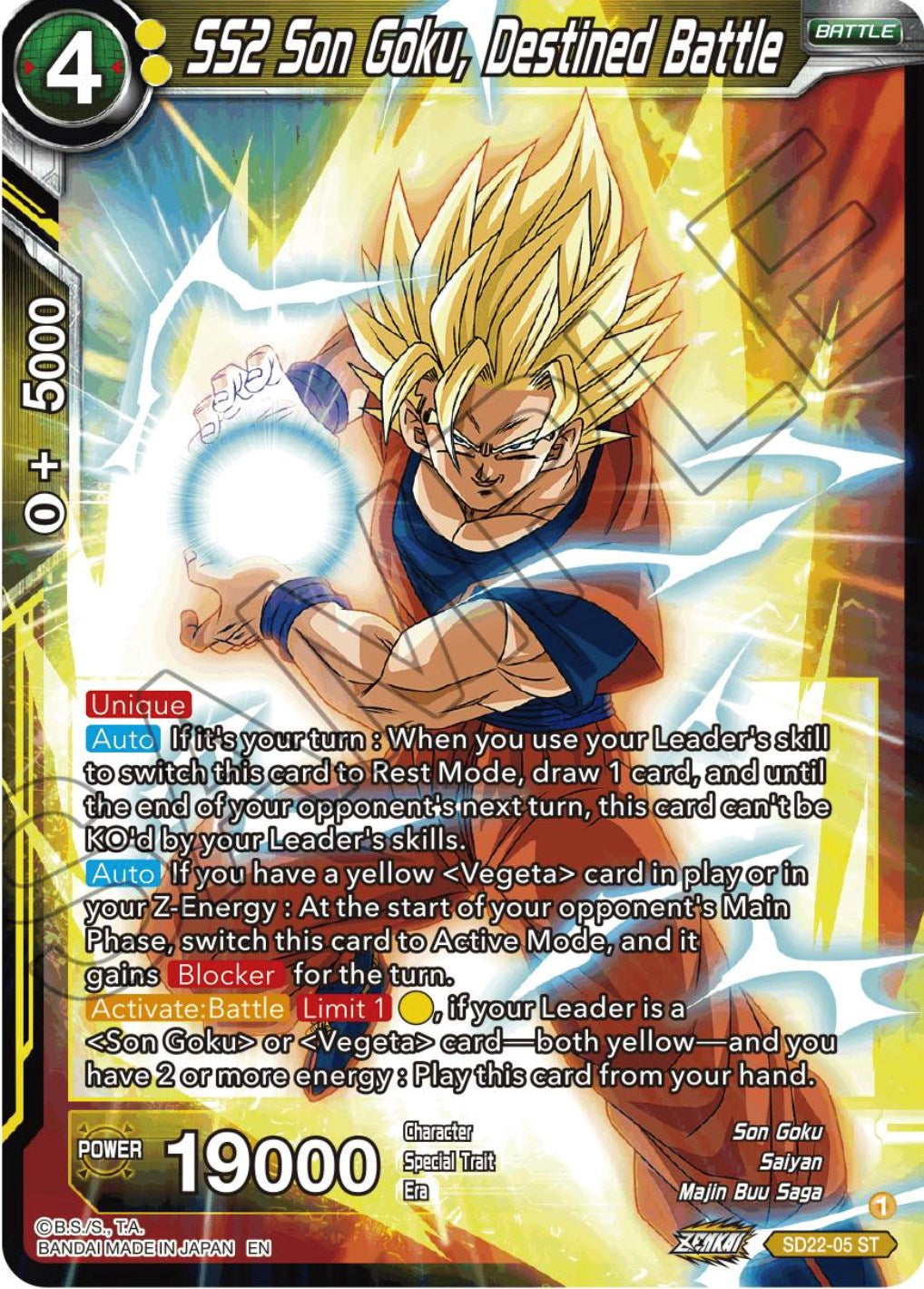 SS2 Son Goku, Destined Battle (Starter Deck Exclusive) (SD22-05) [Power Absorbed] | Cracking-Singles