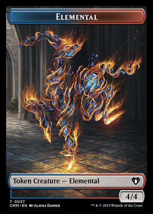 Treasure // Elemental (0037) Double-Sided Token [Commander Masters Tokens] | Cracking-Singles