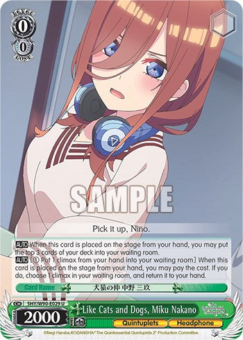 Like Cats and Dogs, Miku Nakano (5HY/W90-E029 U) [The Quintessential Quintuplets 2] | Cracking-Singles