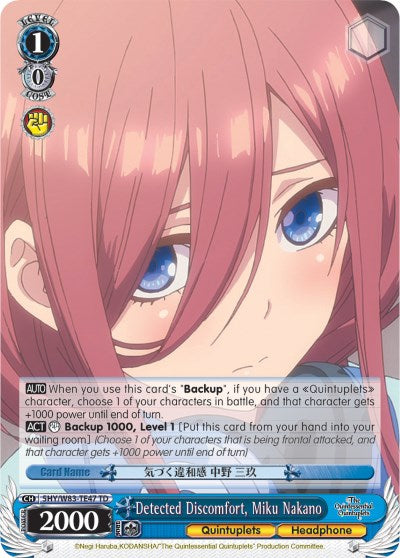 Detected Discomfort, Miku Nakano (5HY/W83-TE47 TD) [The Quintessential Quintuplets] | Cracking-Singles