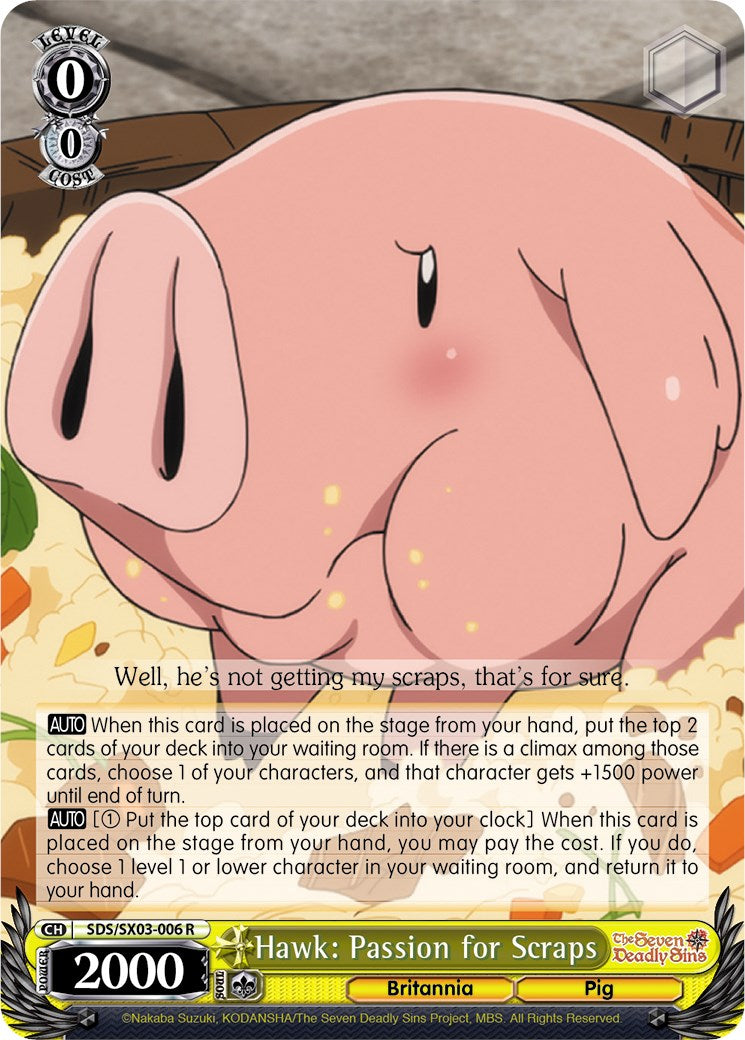 Hawk: Passion for Scraps (SDS/SX03-006 R) [The Seven Deadly Sins] | Cracking-Singles