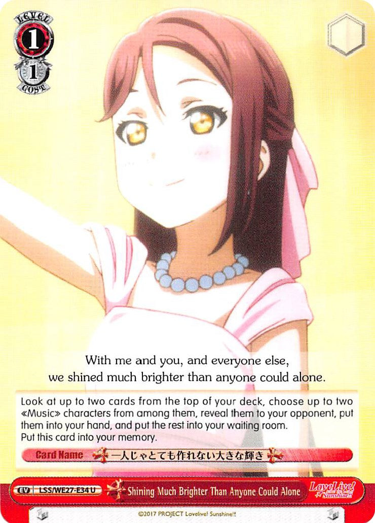 Shining Much Brighter Than Anyone Could Alone (LSS/WE27-E34 U) [Love Live! Sunshine!! Extra Booster] | Cracking-Singles