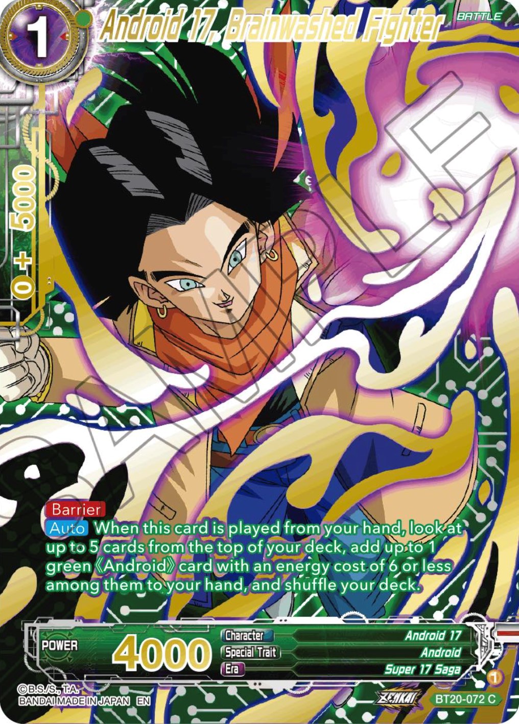 Android 17, Brainwashed Fighter (Gold-Stamped) (BT20-072) [Power Absorbed] | Cracking-Singles