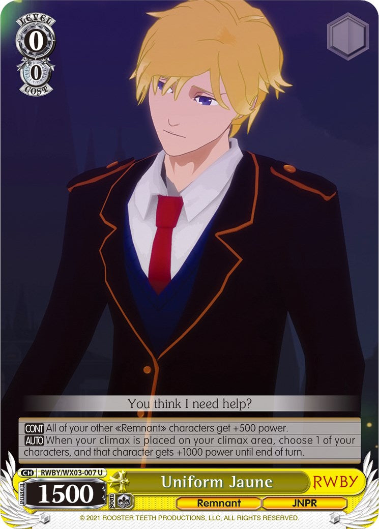 Uniform Jaune (RWBY/WX03-007 U) [RWBY] | Cracking-Singles