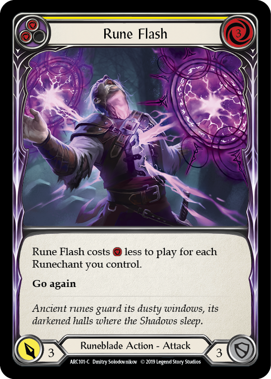 Rune Flash (Yellow) [ARC101-C] (Arcane Rising)  1st Edition Rainbow Foil | Cracking-Singles