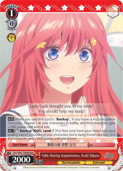 Table-Sharing Acquaintances, Itsuki Nakano (5HY/W83-TE84R RRR) [The Quintessential Quintuplets] | Cracking-Singles