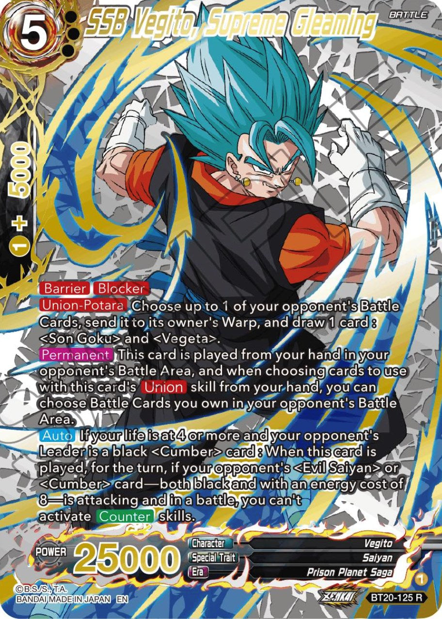 SSB Vegito, Supreme Gleaming (Gold-Stamped) (BT20-125) [Power Absorbed] | Cracking-Singles