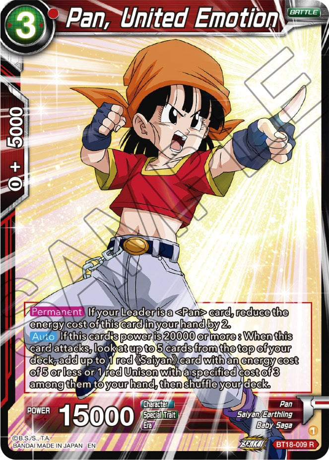 Pan, United Emotion (BT18-009) [Dawn of the Z-Legends] | Cracking-Singles