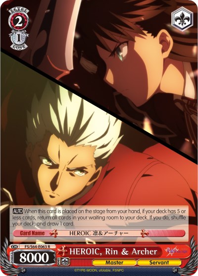 HEROIC, Rin & Archer (FS/S64-E063 R) [Fate/Stay Night [Heaven's Feel]] | Cracking-Singles