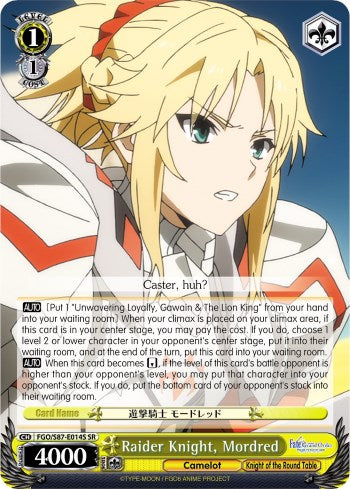 Raider Knight, Mordred (FGO/S87-E014S SR) [Fate/Grand Order THE MOVIE Divine Realm of the Round Table: Camelot] | Cracking-Singles