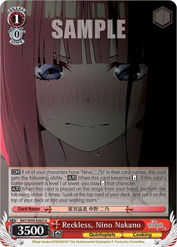 Reckless, Nino Nakano (5HY/W90-E062 U) [The Quintessential Quintuplets 2] | Cracking-Singles