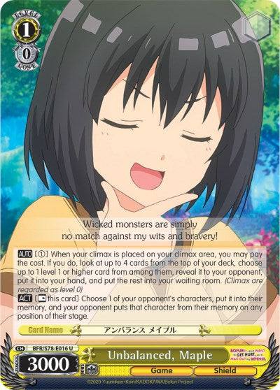 Unbalanced, Maple (BFR/S78-E016 U) [BOFURI: I Don't Want to Get Hurt, so I'll Max Out My Defense] | Cracking-Singles