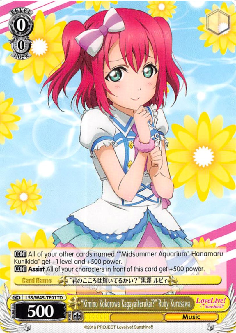 "Kimino Kokorowa Kagayaiterukai?" Ruby Kurosawa (LSS/W45-TE01 TD) [Love Live! Sunshine!!] | Cracking-Singles