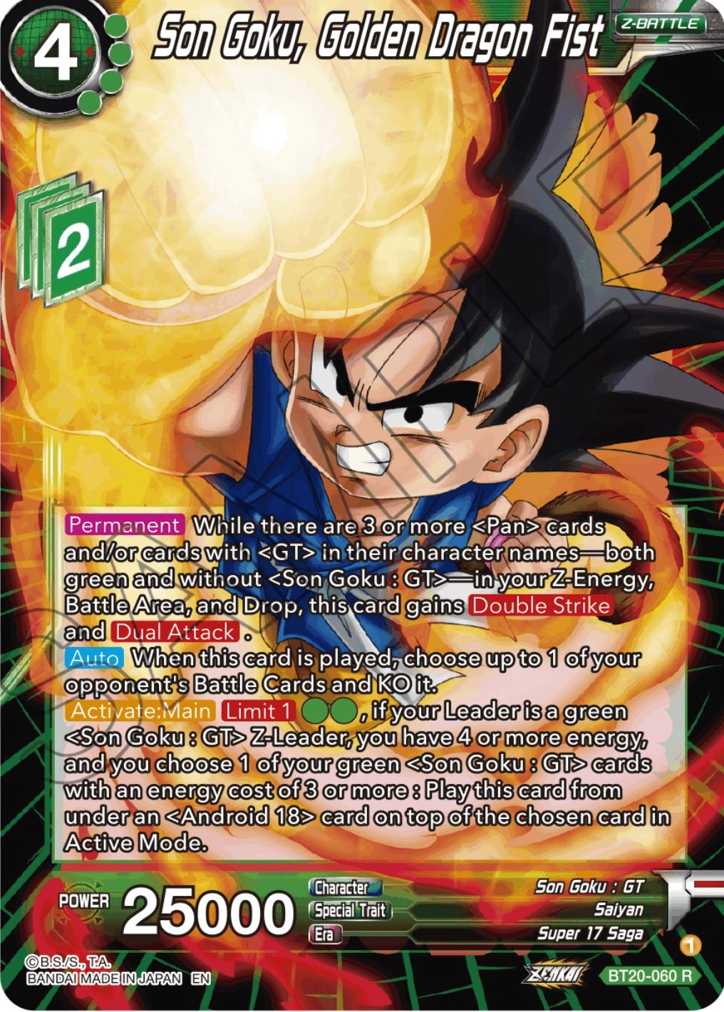 Son Goku, Golden Dragon Fist (BT20-060) [Power Absorbed] | Cracking-Singles