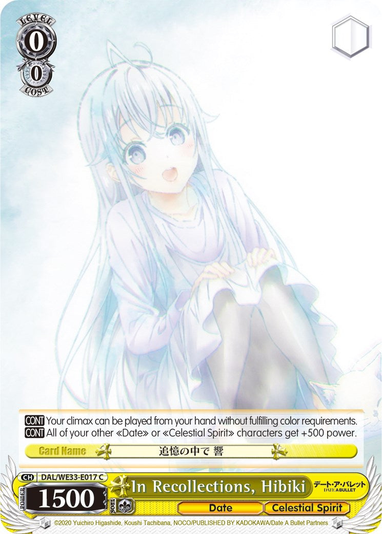 In Recollections, Hibiki (DAL/WE33-E017 C) (Parallel Foil) [Date A Bullet] | Cracking-Singles