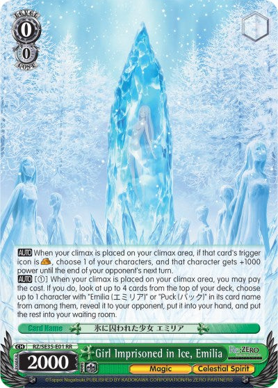 Girl Imprisoned in Ice, Emilia (RZ/SE35-E01 RR) (Parallel Foil) [Re:ZERO: The Frozen Bond] | Cracking-Singles