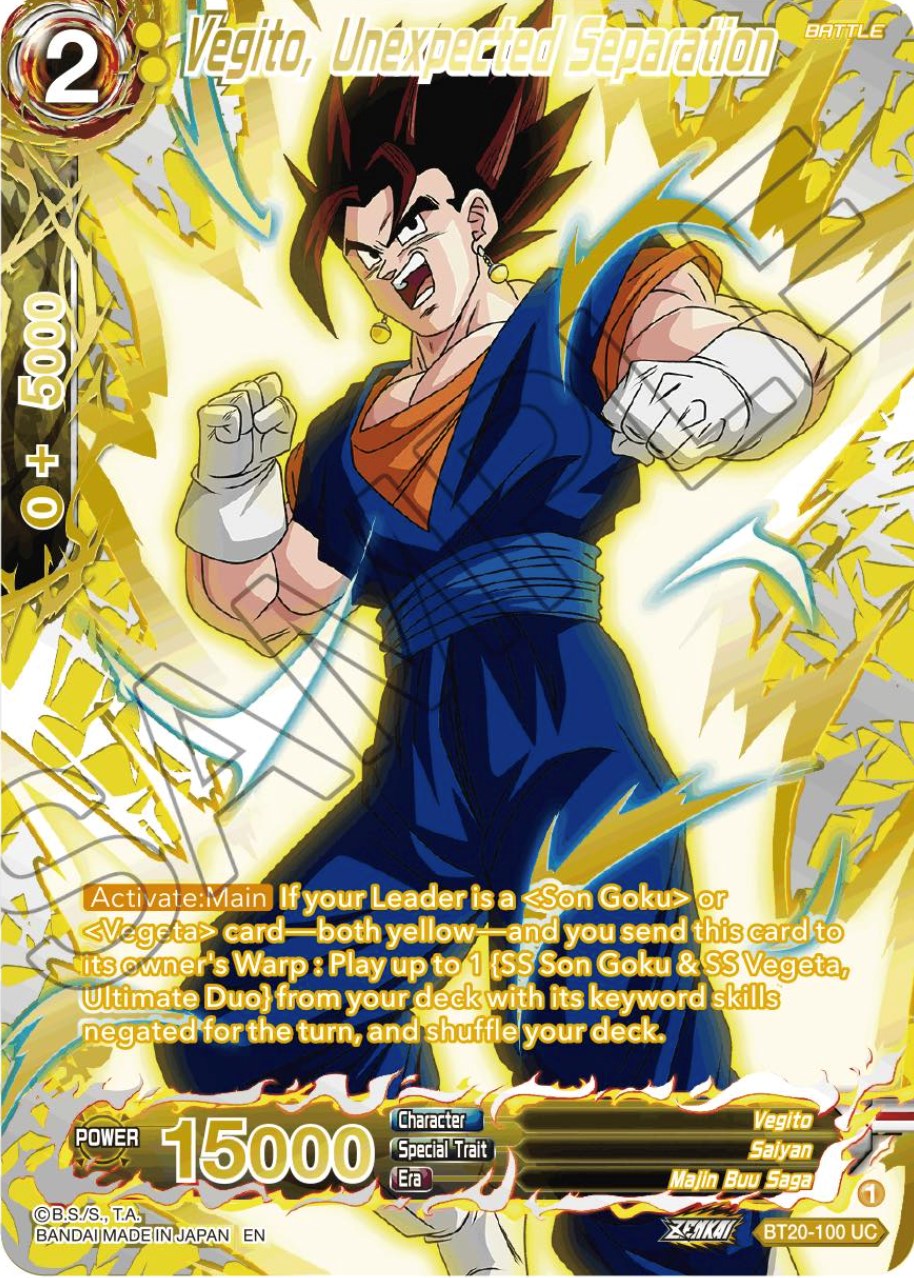 Vegito, Unexpected Separation (Gold-Stamped) (BT20-100) [Power Absorbed] | Cracking-Singles