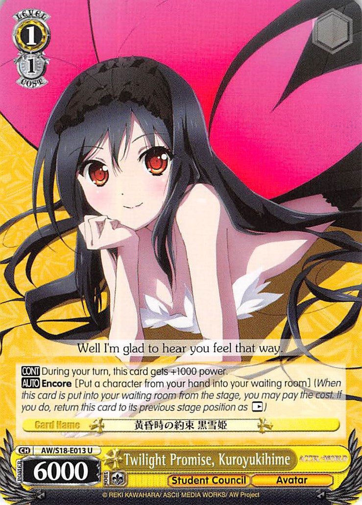 Twilight Promise, Kuroyukihime (AW/S18-E013 U) [Accel World] | Cracking-Singles