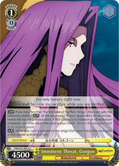 Imminent Threat, Gorgon (FGO/S75-E014 C) [Fate/Grand Order Absolute Demonic Front: Babylonia] | Cracking-Singles