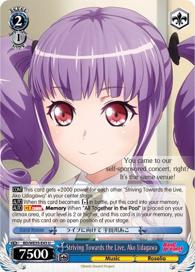 Striving Towards the Live, Ako Udagawa (BD/WE35-E43 U) (Parallel Foil) [Poppin'Party x Roselia] | Cracking-Singles