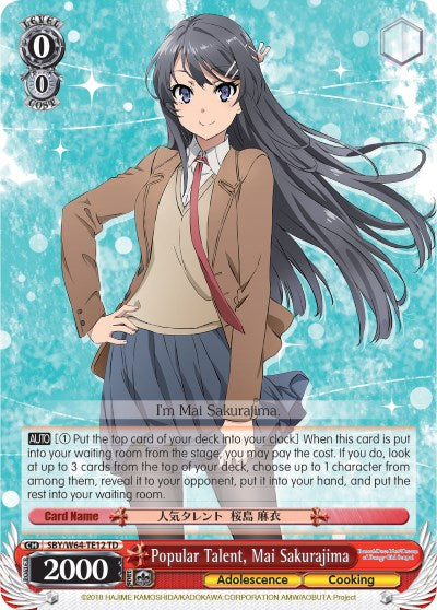Popular Talent, Mai Sakurajima (SBY/W64-TE12 TD) [Rascal Does Not Dream of Bunny Girl Senpai] | Cracking-Singles