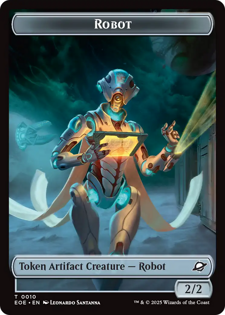 Robot // Emblem - Tezzeret, Cruel Captain Double-Sided Token [Edge of Eternities Tokens] | Cracking-Singles