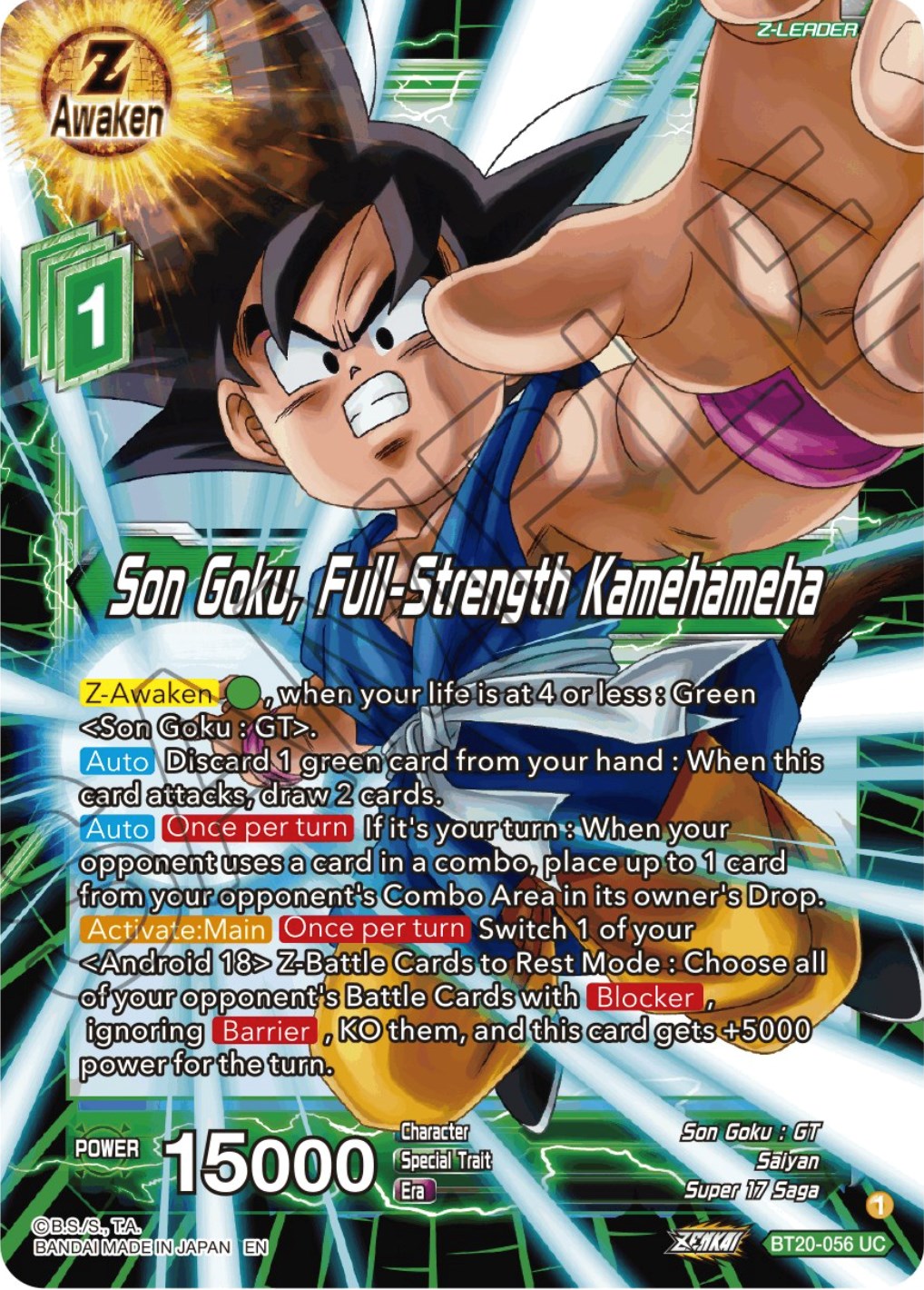 Son Goku, Full-Strength Kamehameha (BT20-056) [Power Absorbed] | Cracking-Singles