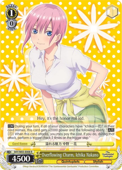 Overflowing Charm, Ichika Nakano (5HY/W83-E008 R) [The Quintessential Quintuplets] | Cracking-Singles