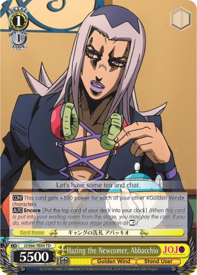 Hazing the Newcomer, Abbacchio (JJ/S66-TE04 TD) [JoJo's Bizarre Adventure: Golden Wind] | Cracking-Singles