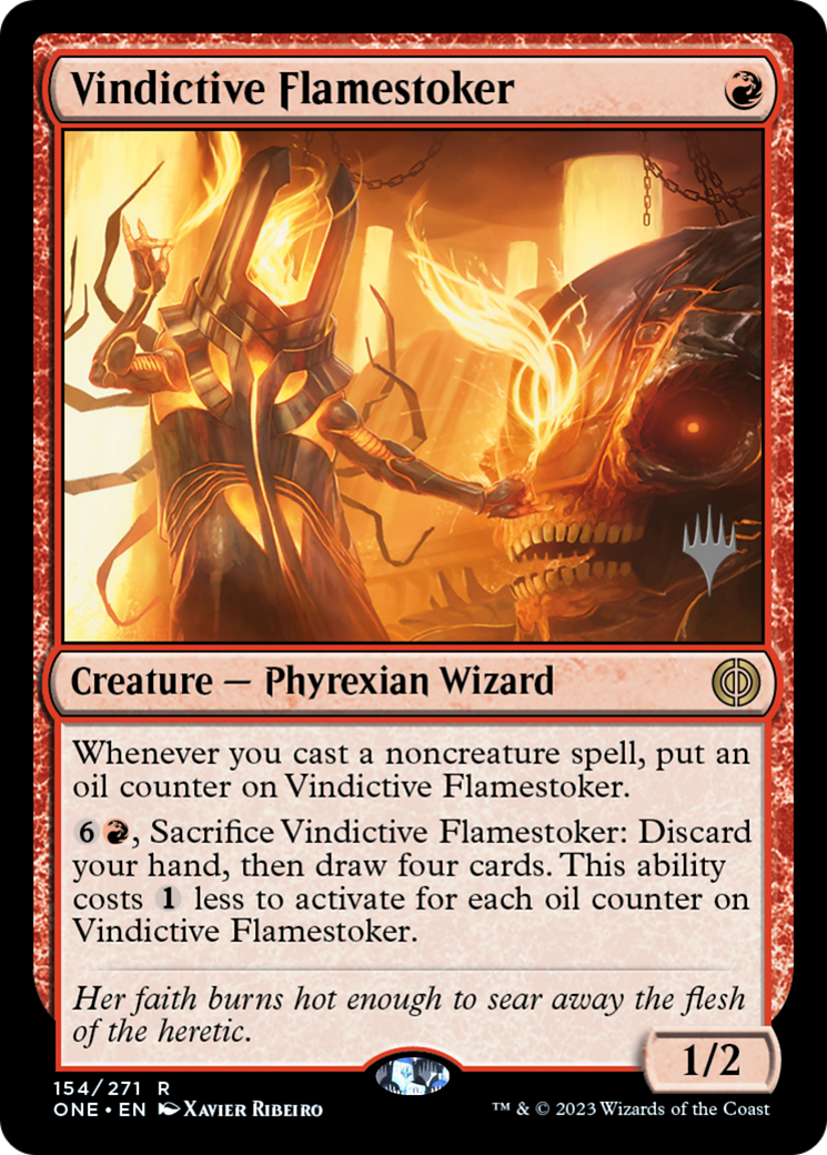 Vindictive Flamestoker (Promo Pack) [Phyrexia: All Will Be One Promos] | Cracking-Singles