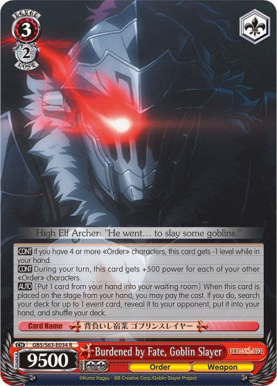 Burdened by Fate, Goblin Slayer (GBS/S63-E034 R) [Goblin Slayer] | Cracking-Singles