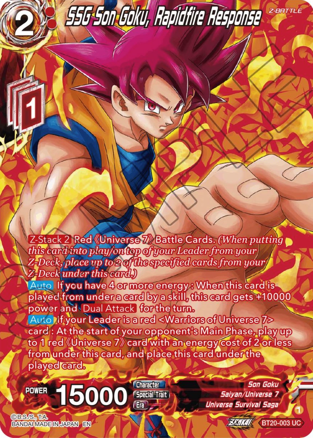 SSG Son Goku, Rapidfire Response (Silver Foil) (BT20-003) [Power Absorbed] | Cracking-Singles