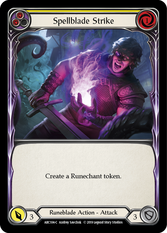 Spellblade Strike (Yellow) [ARC104-C] (Arcane Rising)  1st Edition Rainbow Foil | Cracking-Singles