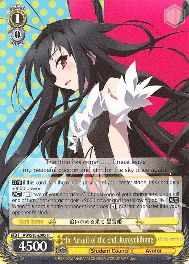 In Pursuit of the End, Kuroyukihime (AW/S18-E005 R) [Accel World] | Cracking-Singles