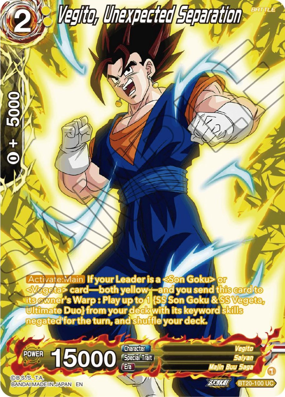 Vegito, Unexpected Separation (Silver Foil) (BT20-100) [Power Absorbed] | Cracking-Singles